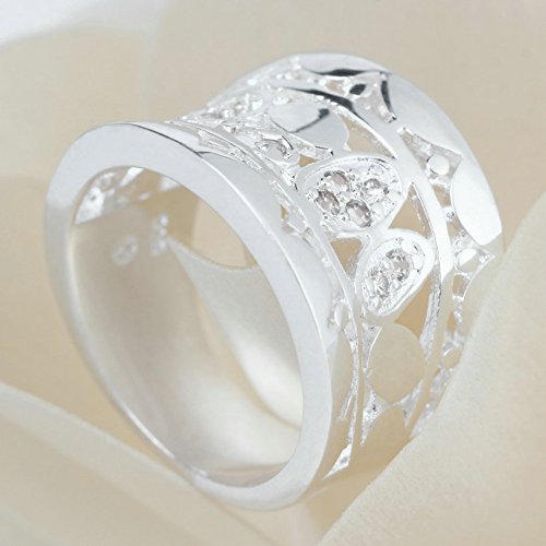 HOT! Women New Fashion Natural Crystal 925 Solid Sterling Silver Ring Size 7 8 (8) N3