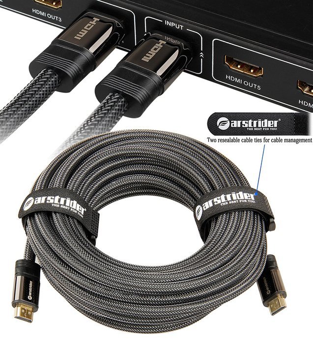 FARSTRIDER HDMI Cable 2.0 Ultra High Speed 12 Feet (3.6 Meters), Supports Ethernet, 4k, 2160P, 3D, CL3, 26AWG,... N10