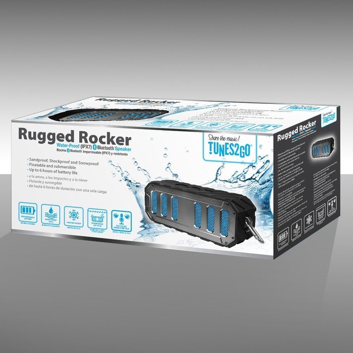 TUNES2GO WBS-GBK Rugged Rocker Waterproof Bluetooth Speaker N2