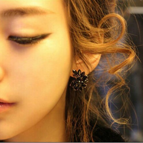 New Crystal Rhinestone Ear Stud Earrings Elegant Women Angle Wings Eardrop Studs N2