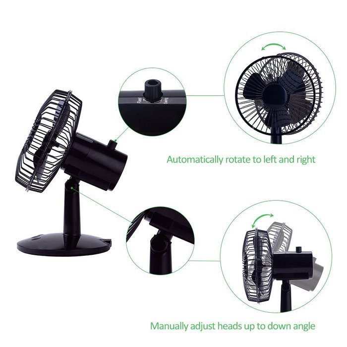 SENPAIC Oscillating Fan Desk Table USB Fan ( USB or Battery Powered ,2 Speed,Quietness)(Black) N5
