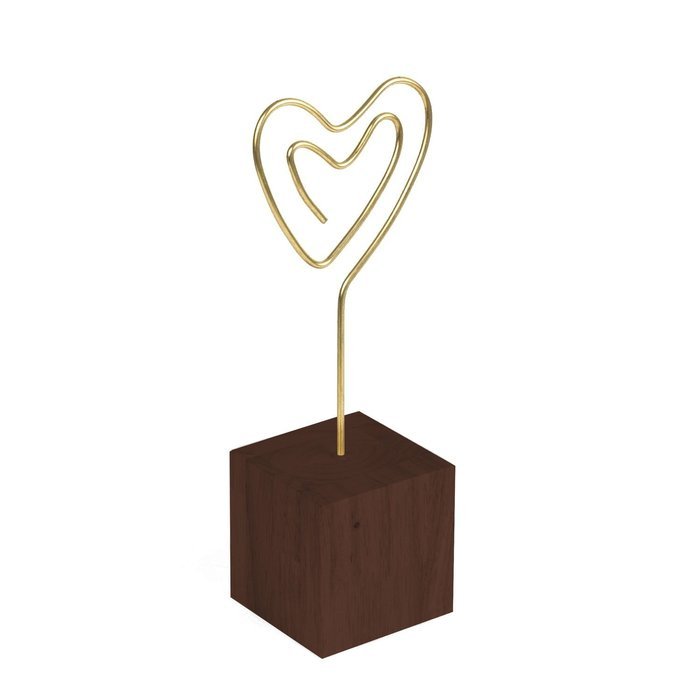 Eccolo PC102A Desktop Photo Clip with Dark Wood Block Base, Heart