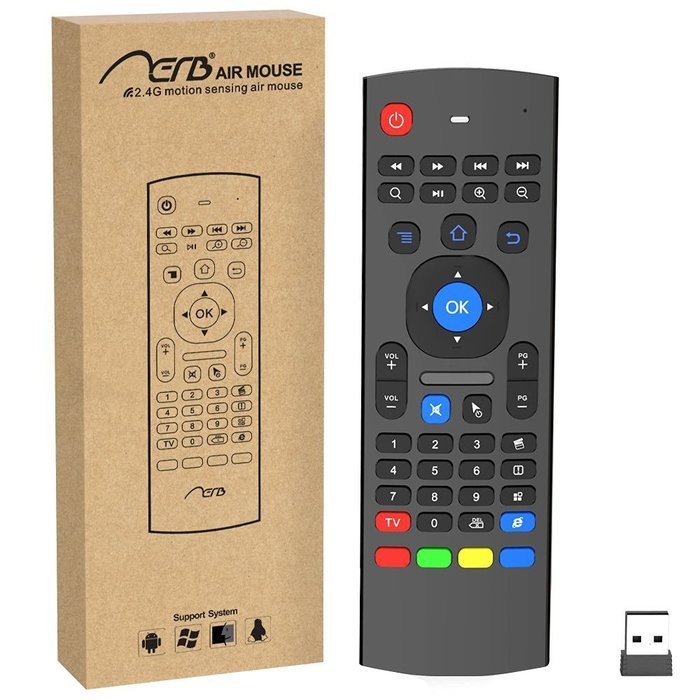 Aerb 2.4G Mini Wireless Keyboard Mouse Multifunctional W Infrared Remote Learning, 3-Gyro and 3-Gsensor, Air Control... N2