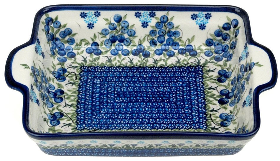 Ceramika Boleslawiecka Kalich Polish Hand Painted Rectangular Baking Dish 9" x 7.5" x 2"