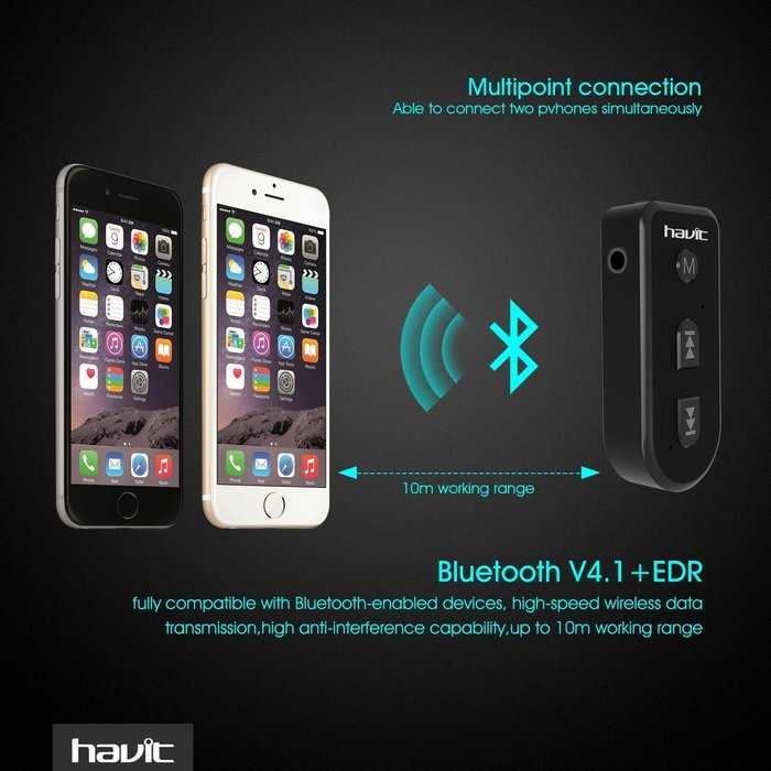 HAVIT Bluetooth Receiver, Wireless Audio Receiver&Hands-free Calling Car Kitsfor Home/Car Audio System with 3.5...