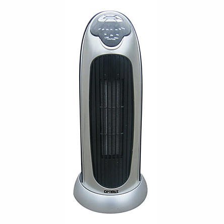 Modern Space Saving 17 in. Oscillating Tower Heater with Digi Temp Readout and Setting | Contemporary Home Indoor...