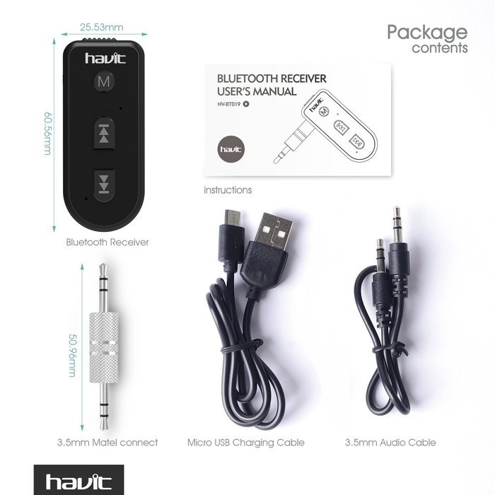 HAVIT Bluetooth Receiver, Wireless Audio Receiver&Hands-free Calling Car Kitsfor Home/Car Audio System with 3.5... N2