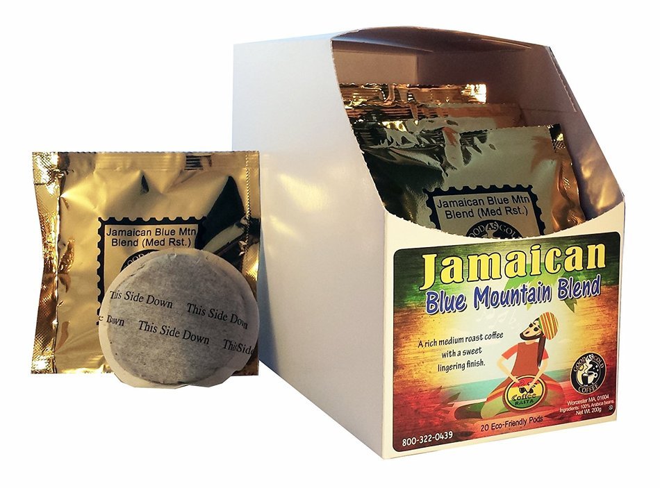 BLUE MOUNTAIN COFFEE PODS, JAMAICAN BLEND - Good As Gold Coffee - (1 Box / 20 Coffee Pods)