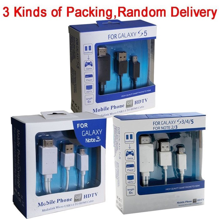 AnoKe@ MHL Kit Universal MHL Micro Usb 3.0 to Hdmi Cable 6.5 Feet / 2M Adapter 1080p Hdtv for S5, S4,S3,Note 4... N8