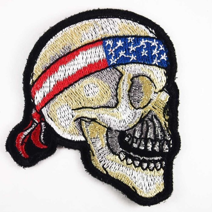 Devil Skull American Flag Headband Awesome Cool Embroidered Iron on Patches. For Collection with By Botan N2