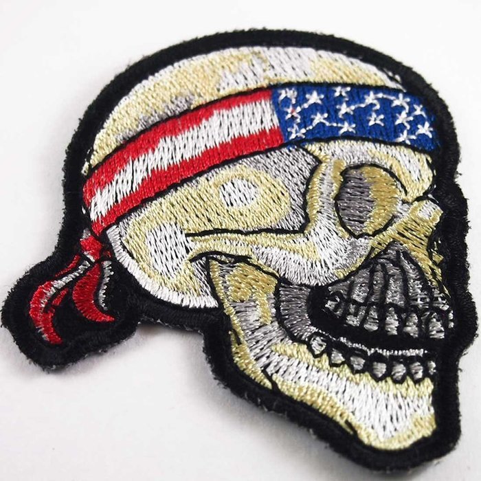 Devil Skull American Flag Headband Awesome Cool Embroidered Iron on Patches. For Collection with By Botan N3