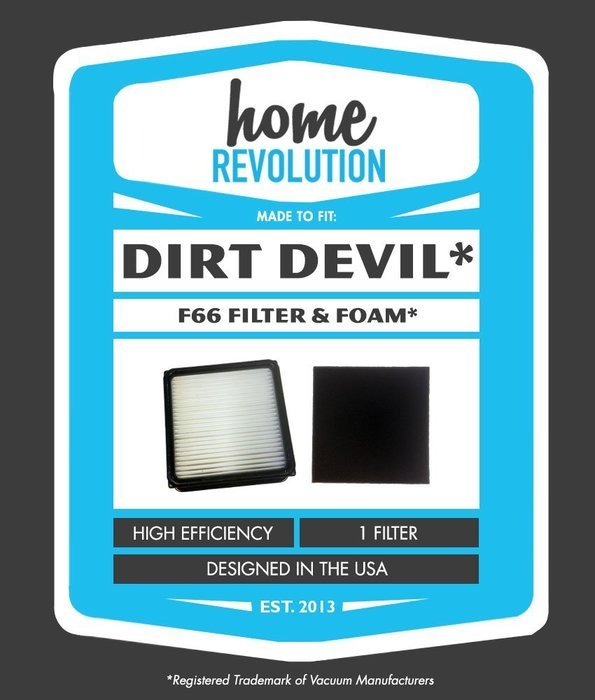 Dirt Devil F66 Home Revolution Brand Replacement Filter and Foam Insert Filter; Made To Fit Dirt Devil Upright... N2