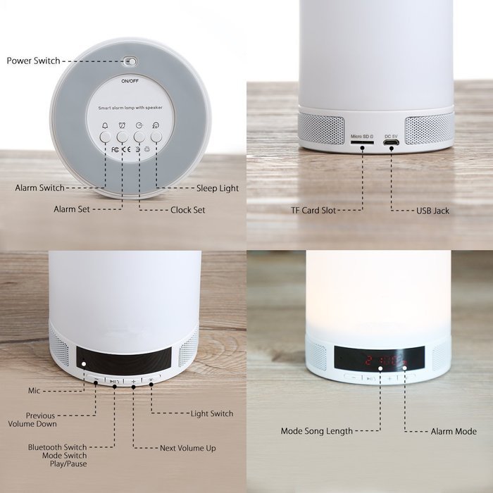 KoTeel LED Bluetooth Speaker, All-in-one Portable Wireless Bluetooth Speakers with LED Table Lamp, Alarm Clock... N3