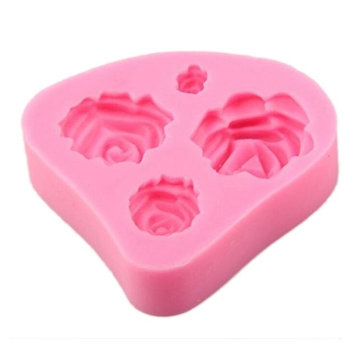 OUMOSI 3D Silicone Mold Rose Flower Fondant Cake Mold (Color Random)