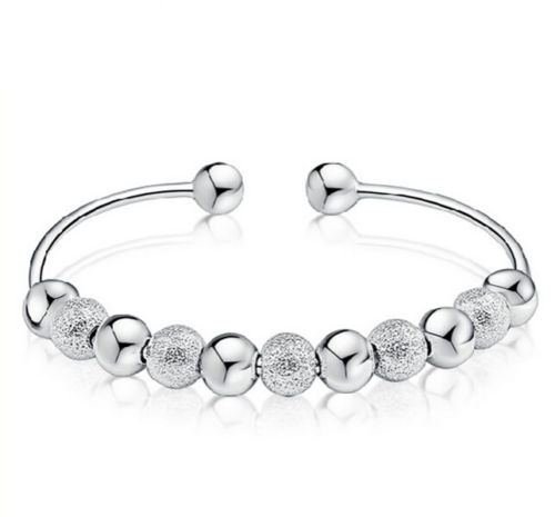 Fashion Charm Women jewelry Cuff Lucky Beaded Bracelet Bangle Silver lady Gift N2