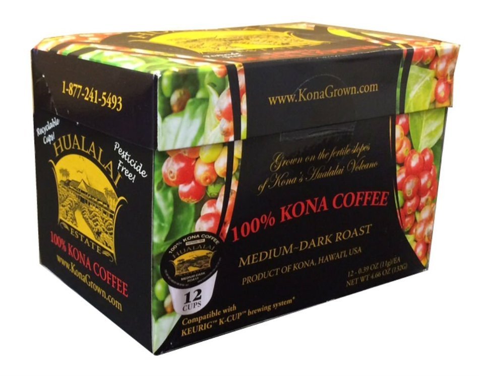100% Kona Coffee Single Serve Cups By Hualalai Estate - 12count N2