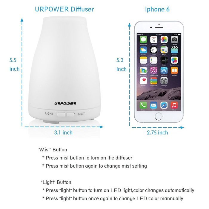 URPOWER 2nd Version Essential Oil Diffuser,100ml Aroma Essential Oil Cool Mist Humidifier with Adjustable Mist... N5