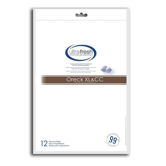Oreck XL and CC Micro Filtration Bag, 12 Bags Treated with Ultra-Fresh for Models CCPK80H, CCPK80F, CCPK8DW, PK80009...