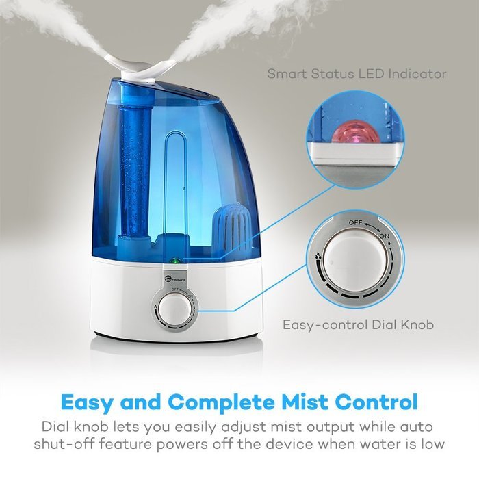 Cool Mist Humidifier, TaoTronics Ultrasonic Air Humidifers with 2x 360 Degree Rotatable Mist Outputs, Classic... N8