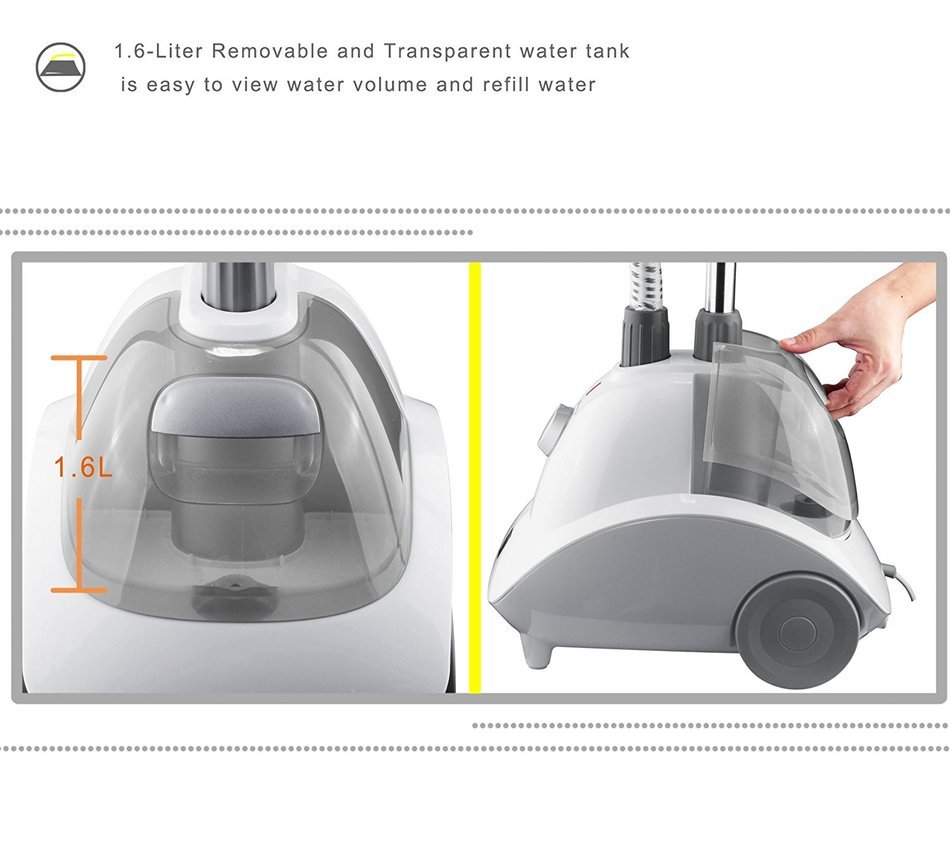 ZZ GS121 High-Powered Standing Garment Steamer with Removable Wheels, Garment Hanger and Fabric Brush, 1500W,... N6