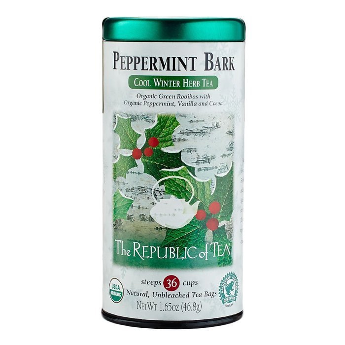 The Republic Of Tea Organic Peppermint Bark Herb Tea, 36 Tea Bags, Fusion Of Cocoa And Peppermint Tea N5