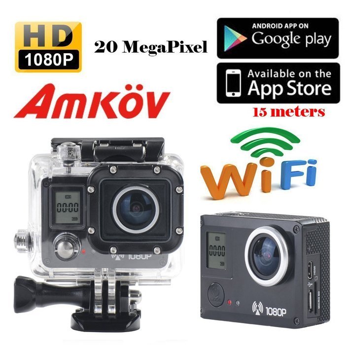 Amkov Sj5000 Wifi 20mp 1080p Lcd Display 170&deg;a+ Hd Wide-angle X4 Zoom Mini Size Portable Micro USB Support 32g... N2