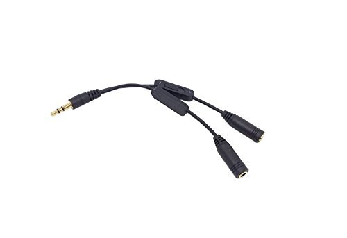 CY Black 3.5mm Stereo Male to Double 3.5mm Female Audio Headphone Y Splitter Cable with Volume Switch