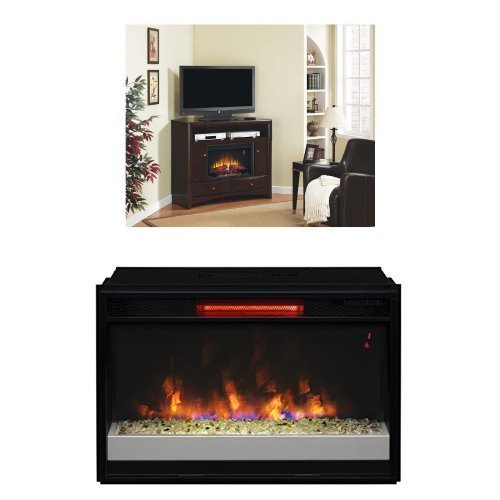 Complete Set Delray Dual Entertainment Mantel in Roasted Walnut with 26" Contemporary Infrared Spectrafire Plus...