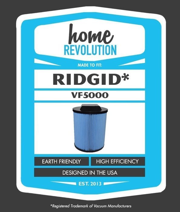 Ridgid VF5000 Comparable 3 Layer High Efficiency Wet & Dry Cartridge Filter, Home Revolution Brand Quality Replacement N6