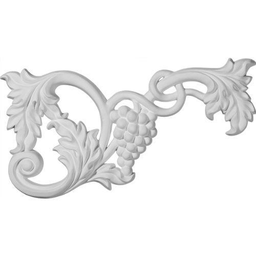 Ekena Millwork ONL12X06X01GR-R 12 5/8-Inch W by 6 3/4-Inch H by 1-Inch P Large Grape and Leaf Onlay, Right by...