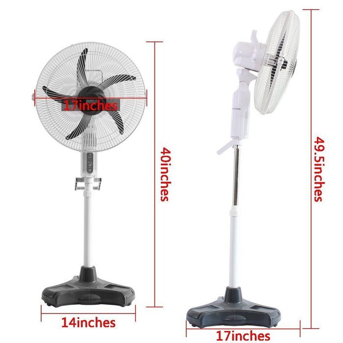 HAITRAL Rechargeable Floor Fan SF-2399R Turbo Force Air Circulator AC/DC Operated with Remote Control&LED Light N9