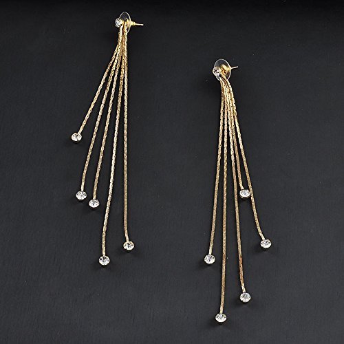 Party Linear Long Tassels Rhinestone Dangle diamante Eardrop Woman's Earrings N3
