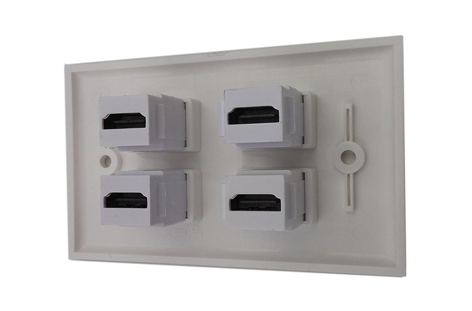 Lemeng New Design 4 Port HDMI Keystone Face Plate Panel-White N5