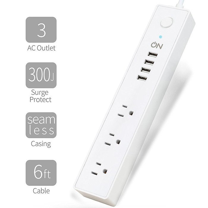 ON 3 AC Outlet Surge Protector Power Strip with 4 USB Charging Station, USB 3.1A Max Output with Level 6 Efficiency...