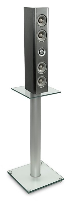 Mount-It! Floor Speaker Stands for Satellite Speakers and Surround Sound (5.1 and 2.1) Systems, Glass and Aluminum... N4