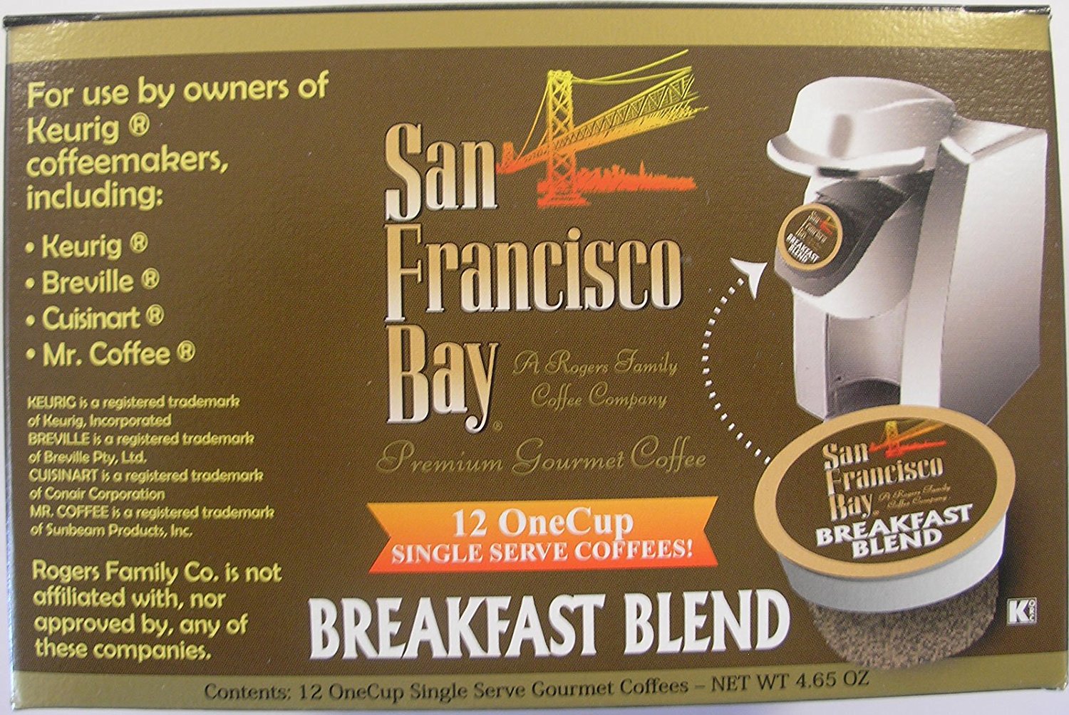 San Francisco Bay Coffee OneCup 72 Ct Breakfast Blend N3 Free Image   5193606 