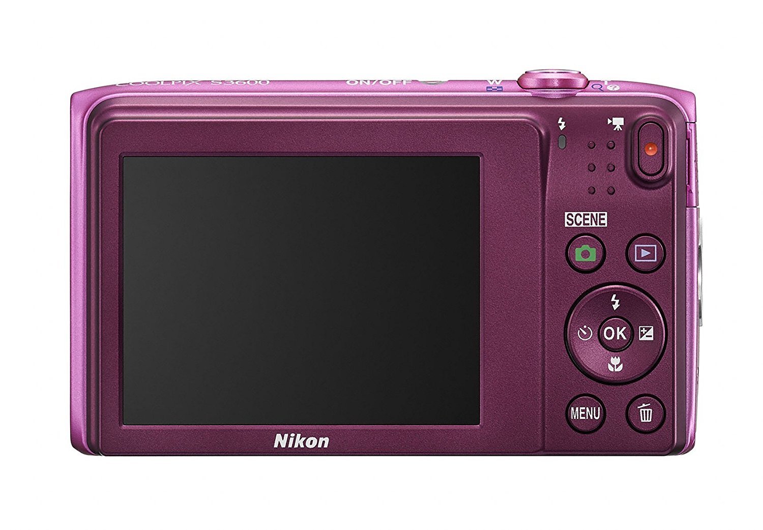 Nikon COOLPIX S3600 20.1 MP Digital Camera with 8x Zoom NIKKOR Lens and 720p HD Video (Red
