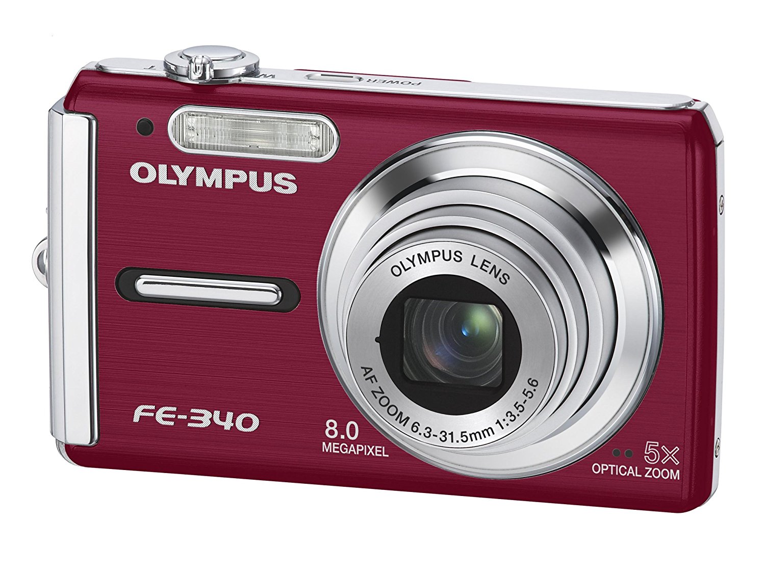 Olympus Fe-340 8mp Digital Camera With 5x Optical Zoom (red) Free Image 