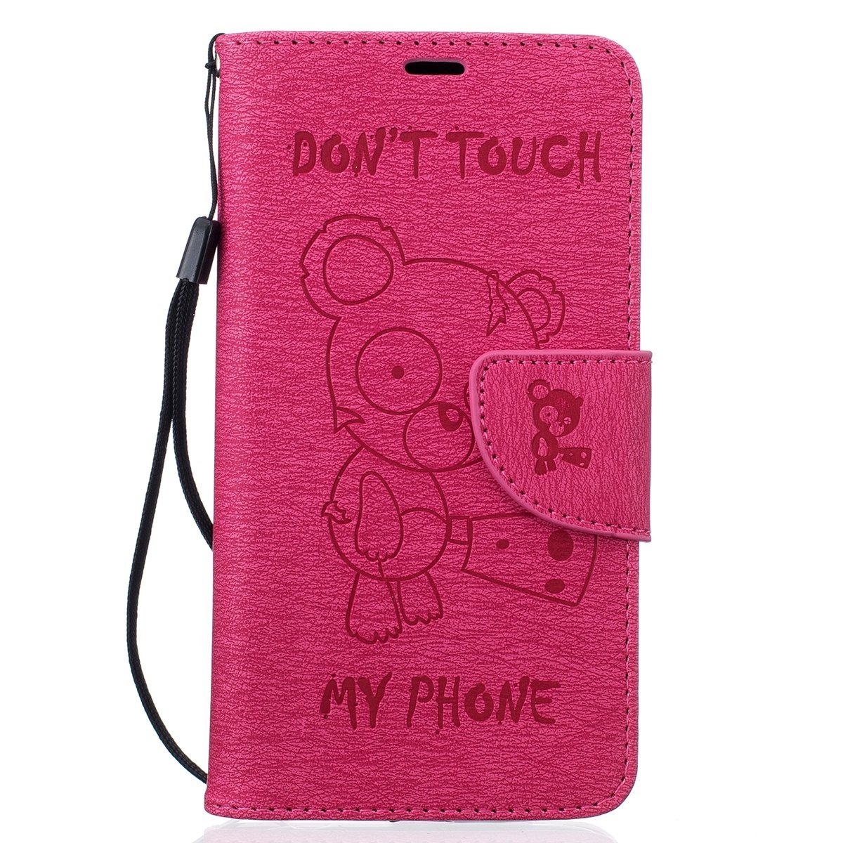 LG K10 Case, LG K10 Wallet Case,PHEZEN Cute Bear Don't Touch My Phone ...