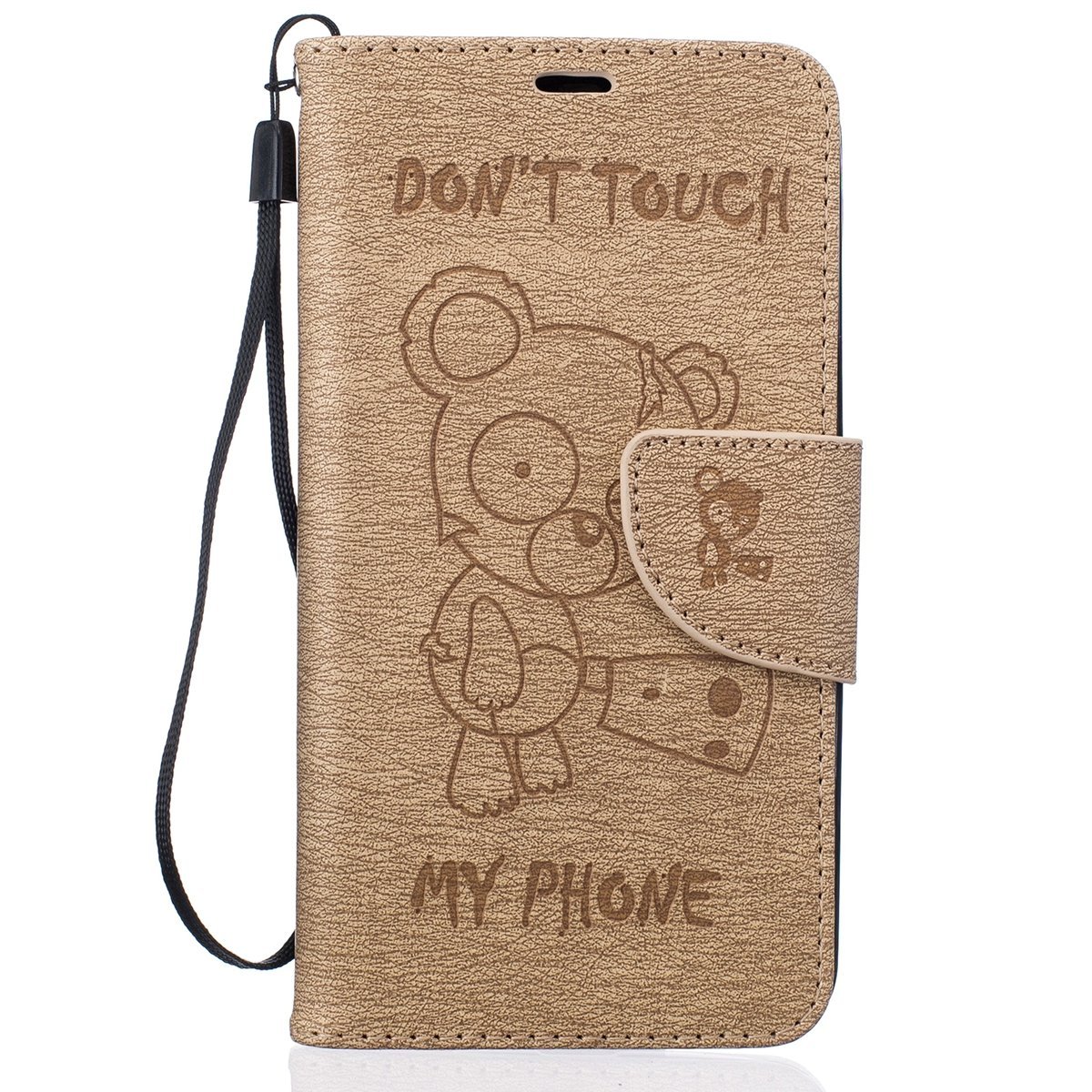 LG K10 Case, LG K10 Wallet Case,PHEZEN Cute Bear Don't Touch My Phone ...