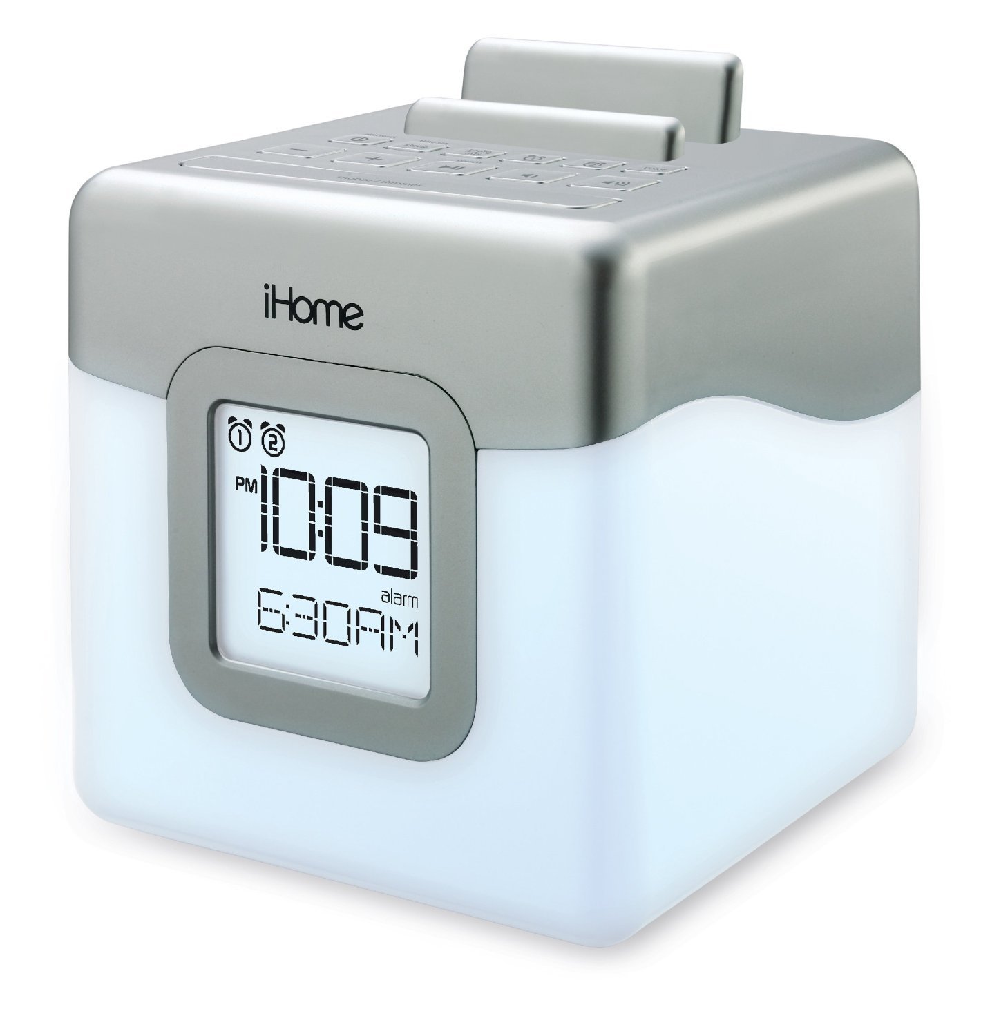 Ihome ihm28 color changing alarm clock fm radio with usb charging