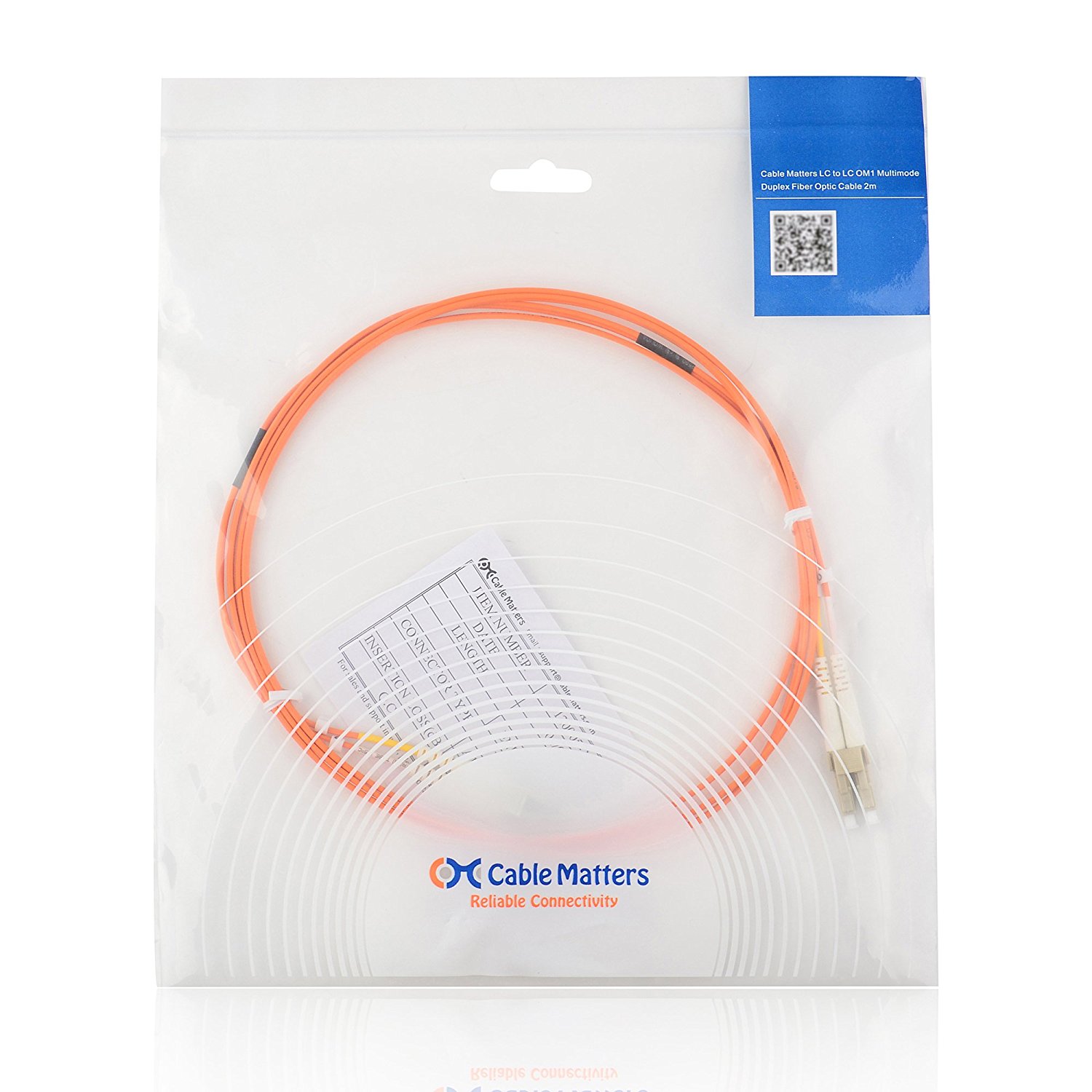 Cable Matters 10Gb 40Gb Multimode OM3 Duplex 50/125 OFNP Fiber Patch ...