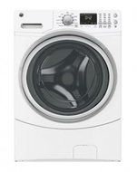GE White Front Load Laundry Pair with GFWN1600JWW 27" Washer and GFDN160GJWW 27" Gas Dryer
