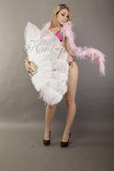Hot-fans Marabou and Ostrich Feather Fan 24"x 43" ,White N6