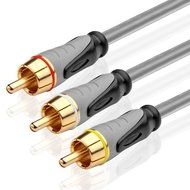 TNP Premium 3 RCA Cable (15 FT) - 3RCA AV RCA Composite Video + 2RCA Stereo Audio M/M Male to Male Gold Plated... N4