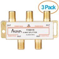 Aurum Cables 8-way Coax Cable Splitter F-type for Video VCR Cable Tv Antenna- Frequency Range 5-2400 Mhz 3-pack N6