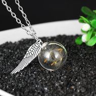Fashion Wing Glass Ball Dandelion Seeds Pendant Necklace Women Men Charm Jewelry