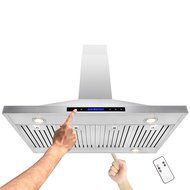 AKDY 48" Island Mount Stainless Steel Touch Screen Timer Display Light Powerful Motor Kitchen Cooking Range Hood N2