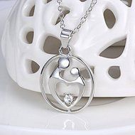 Mother&#039;s Day Love Mom Child Crystal Pendant Chain Necklace Jewelry Family Gifts N3