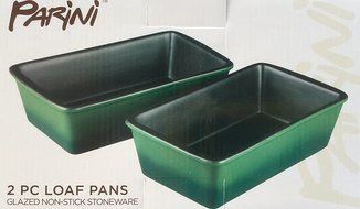 Parini 2-Piece Loaf Pans Glazed Non-Stick Stoneware-Green